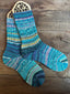 Scrappy One of a Kind Hand-Knitted Socks, Hand-Knitted Merino Wool Socks - Size Large