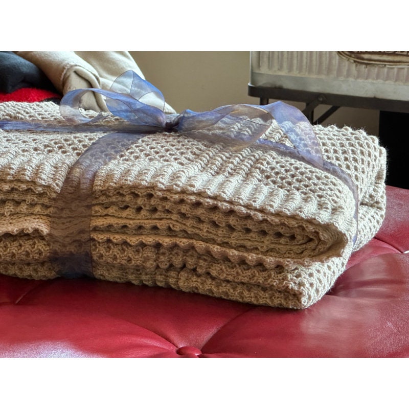 Warm and Cozy Afghan, Knit Throw Blanket, Fireplace Throw, Hand Knit Afghan, Knit Blanket, Chunky Knit Blanket