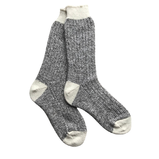 Cozy Winter Warm Wool and Angora Socks, Made with Merino Wool and Angora Yarn Twist with Stripes Hover Image