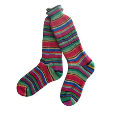 Striped One of a Kind Socks Women, Handmade Merino Wool Socks with Ribbed Edge