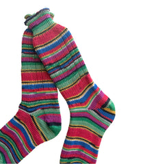 Striped One of a Kind Socks Women, Handmade Merino Wool Socks with Ribbed Edge