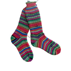 Striped One of a Kind Socks Women, Handmade Merino Wool Socks with Ribbed Edge