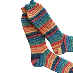 Men's Striped Wool Socks, Thick Wool Socks, Colorful Wool Socks, Winter Socks, Handknit