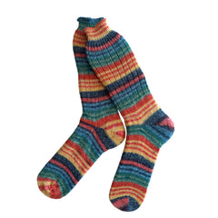 Men's Striped Wool Socks, Thick Wool Socks, Colorful Wool Socks, Winter Socks, Handknit