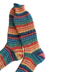 Men's Striped Wool Socks, Thick Wool Socks, Colorful Wool Socks, Winter Socks, Handknit