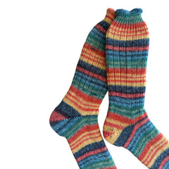 Men's Striped Wool Socks, Thick Wool Socks, Colorful Wool Socks, Winter Socks, Handknit