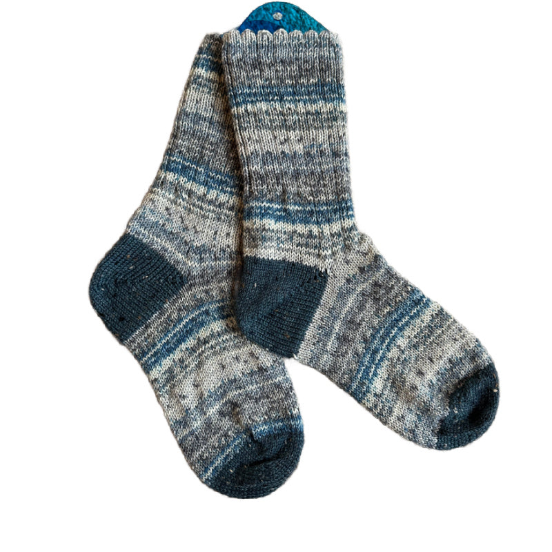 Handmade Merino Wool Socks with Scalloped Edge | Hand Knit Socks