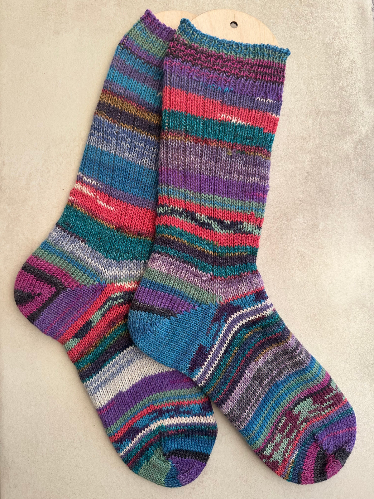 One of a Kind Scrappy Handmade Wool Socks, Cozy Knit Warmth for Winter, Perfect Gift for Family and Friends