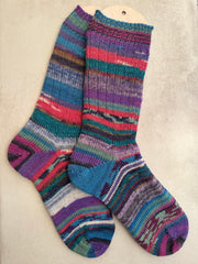 One of a Kind Scrappy Handmade Wool Socks, Cozy Knit Warmth for Winter, Perfect Gift for Family and Friends