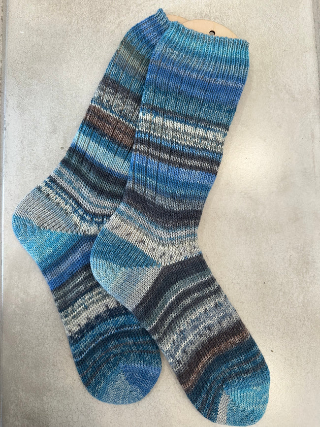 Scrappy One of a Kind Hand-Knitted Socks,  Hand-Knitted Merino Wool Socks - Large Hover Image