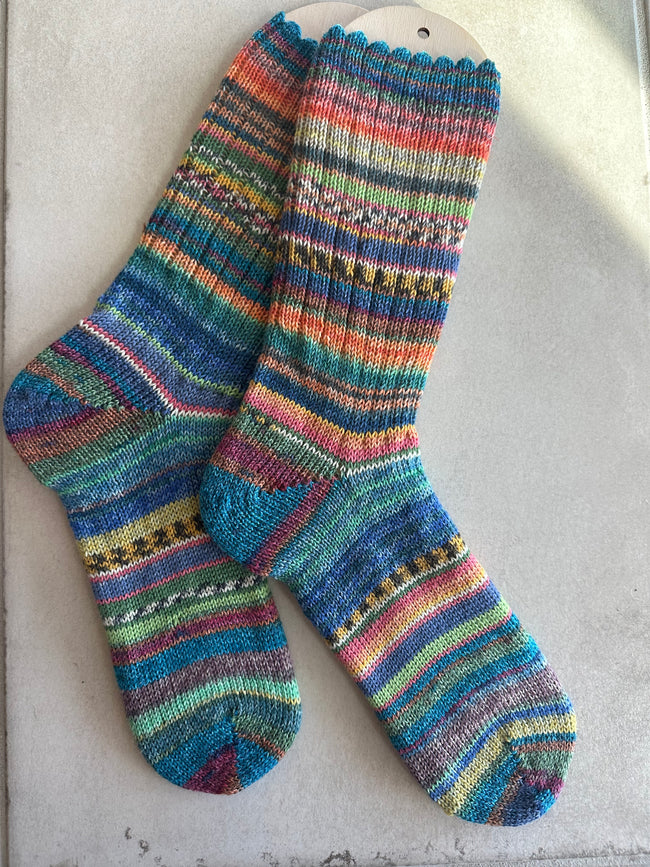 Whimsical Scrappy Handmade Wool Socks - Soft, Warm & Colorful Winter Socks for Women Hover Image