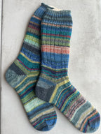 Scrappy One of a Kind Hand-Knitted Socks,  Hand-Knitted Merino Wool Socks - Large