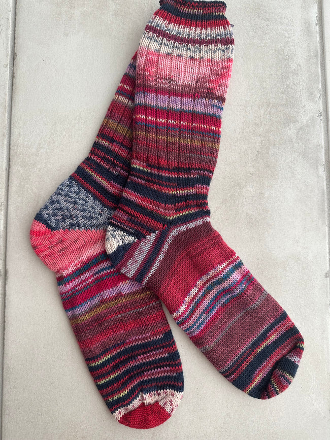 Scrappy and Colorful Merino Wool  Socks, HandMade, Luxurious Softness for Cold Weather, Thoughtful Gift for Loved Ones Hover Image