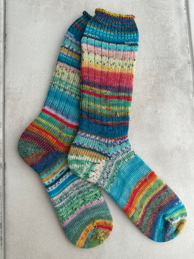 Colorful Scrappy Merino Wool  Socks, HandMade, Luxurious Softness for Cold Weather, Thoughtful Gift for Loved Ones Hover Image