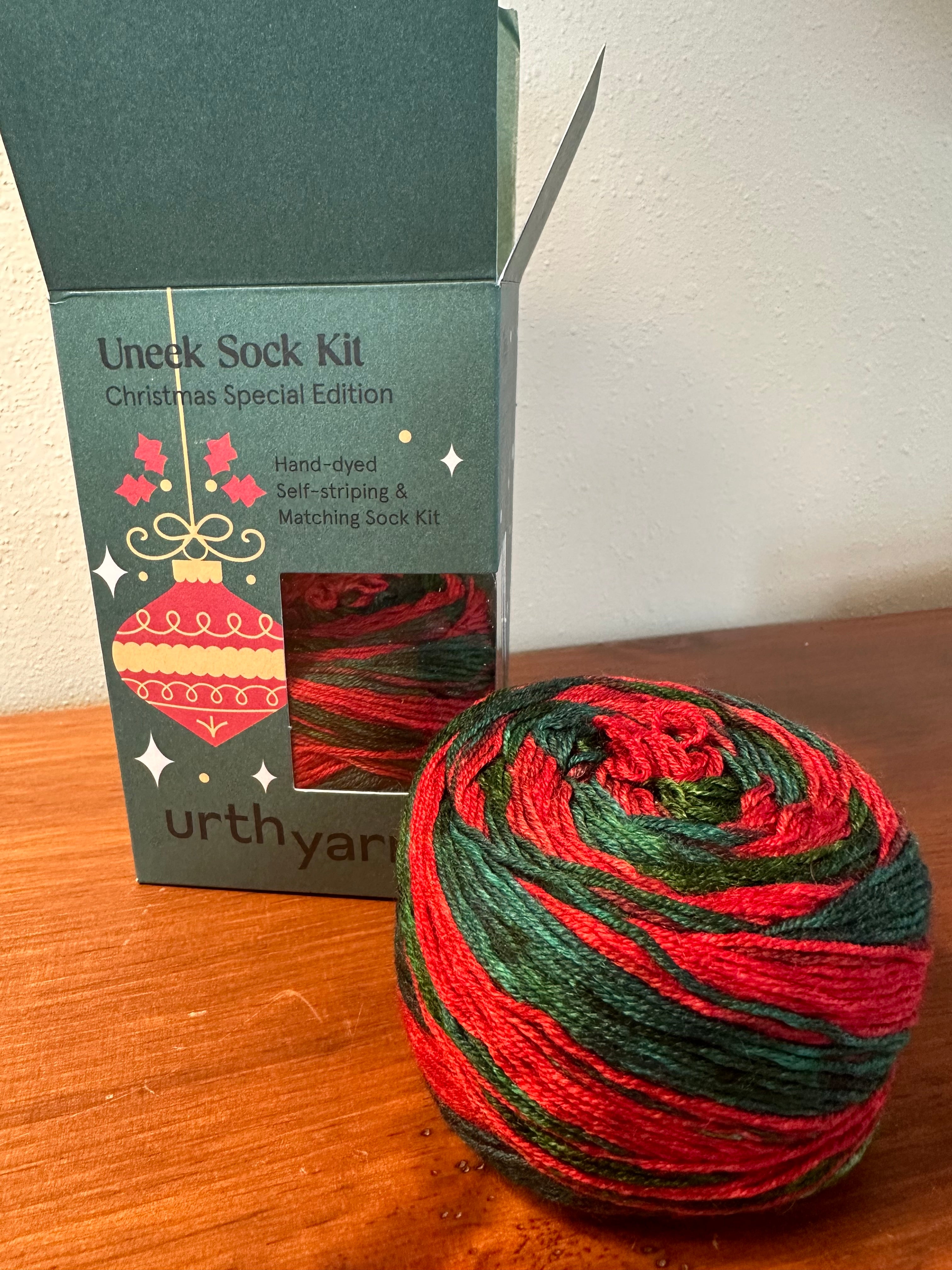 Uneek Sock Kit, Christmas Colorful, Sock Pattern Included