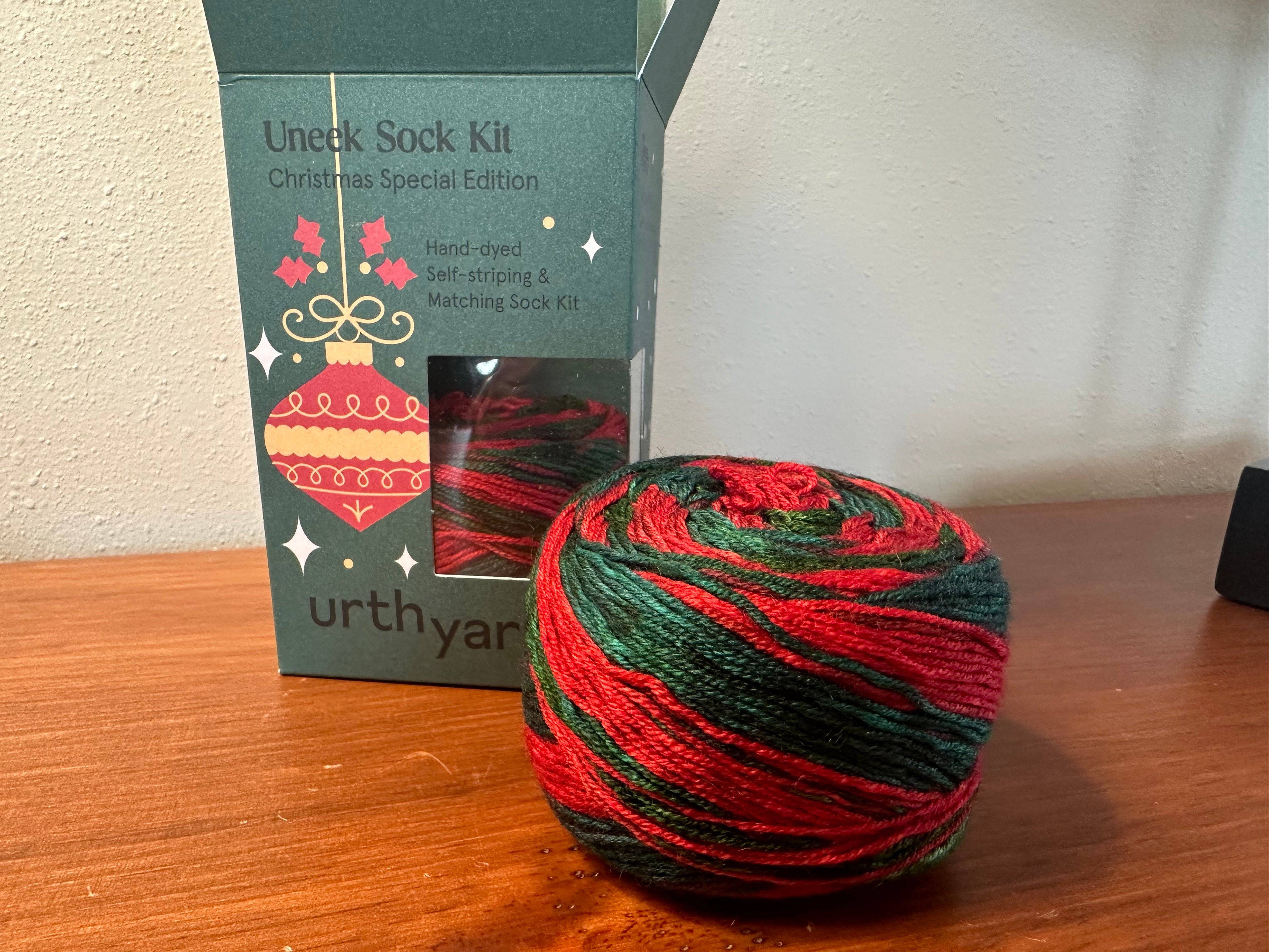 Uneek Sock Kit, Christmas Colorful, Sock Pattern Included