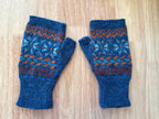 Fair Isle Fingerless Mittens imported wool yarn, stylish cold weather gloves gift