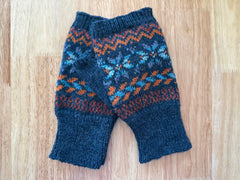 Fair Isle Fingerless Mittens imported wool yarn, stylish cold weather gloves gift