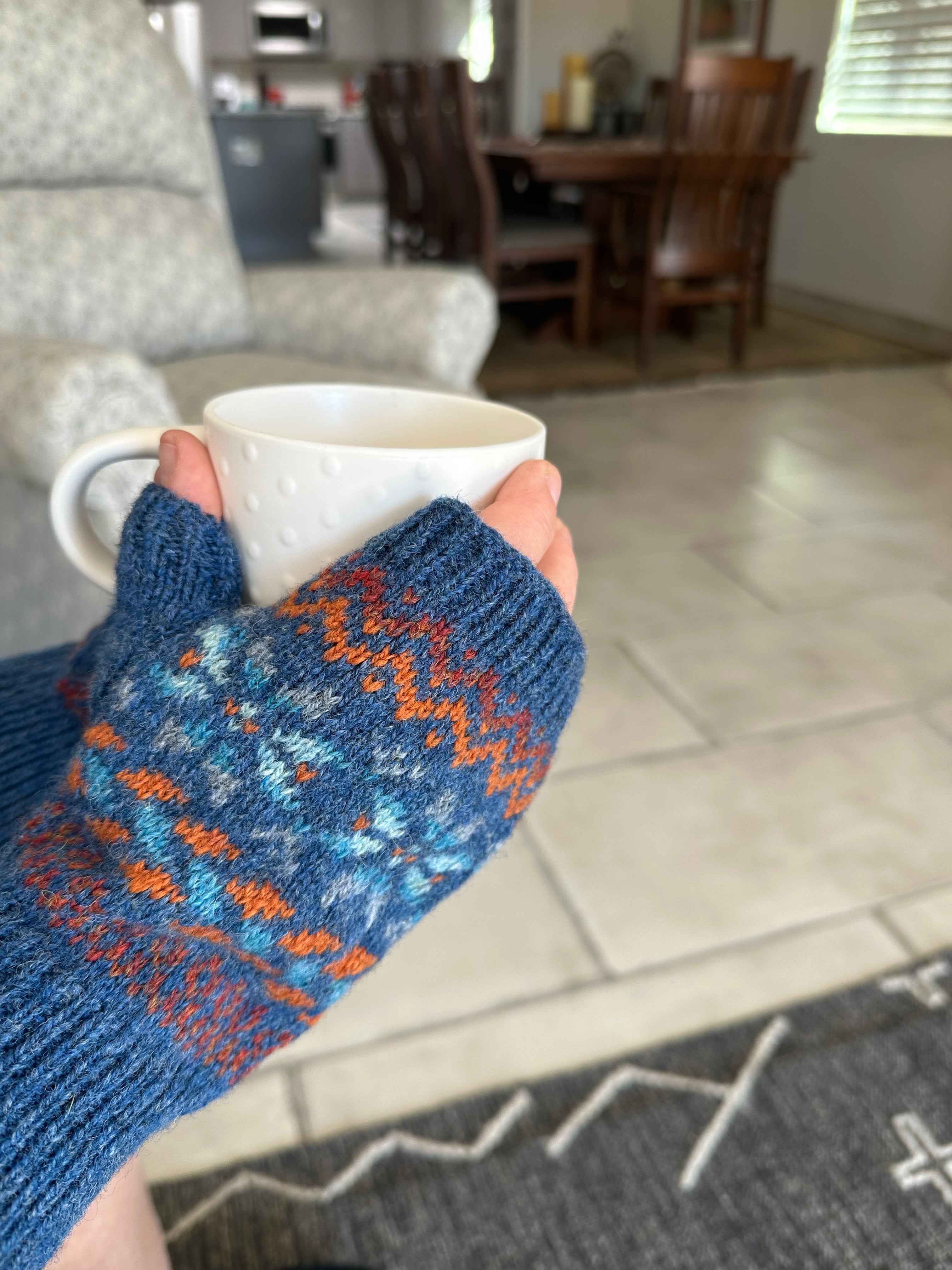 Fair Isle Fingerless Mitten Knitting Pattern, Intricate Colorwork Design, Digital Download, Designed for a Standard Gauge Knitting Machine