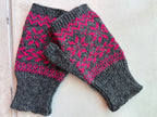 Fair Isle Fingerless Mittens imported wool yarn, stylish cold weather gloves gift