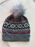 Fairisle Knit Hat, Warm Imported Wool Winter Beanie, Cozy Cold Weather Headwear, Handmade Gift for Him or Her
