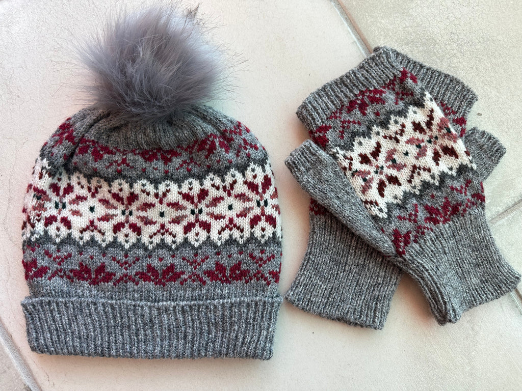 Fairisle Knit Hat, Warm Imported Wool Winter Beanie, Cozy Cold Weather Headwear, Handmade Gift for Him or Her