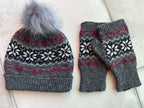 Fair Isle Fingerless Mittens imported wool yarn, stylish cold weather gloves gift