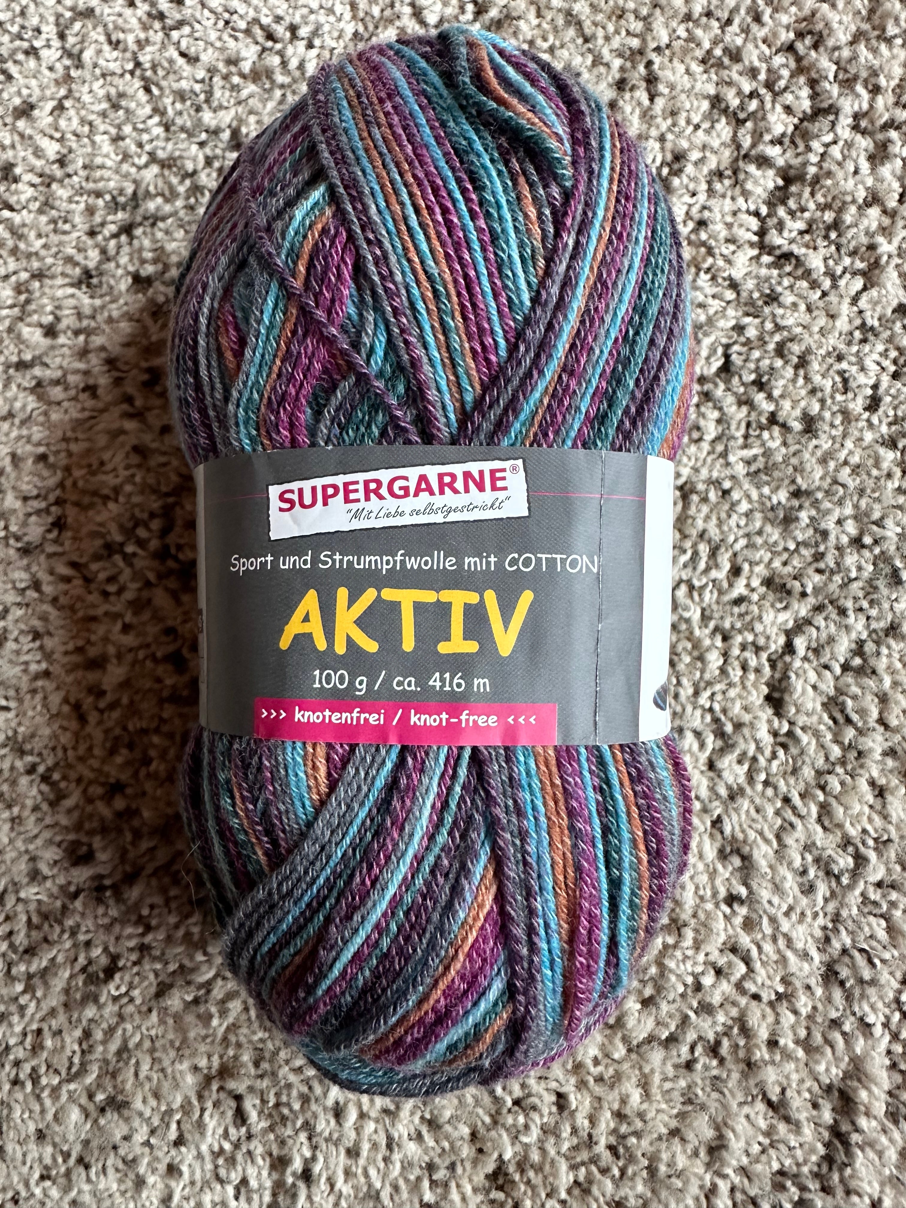 Aktiv Cotton/Wool Sock Yarn, 1 Skein