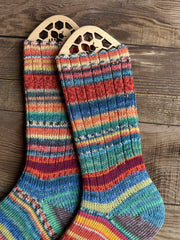 Scrappy Frankenstein Wool Socks, Whimsical Patterns, Ideal for Cold Days and Cozy Nights, Quirky Gift for Friends & Family