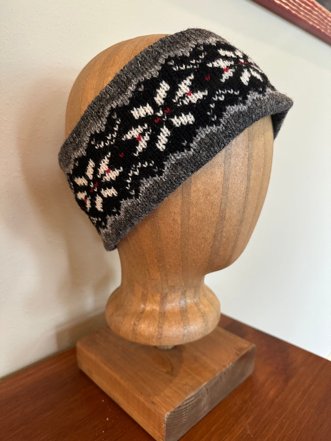 Shetland wool headband, hand-knit fair isle design, warming headwear for chilly days and thoughtful handmade gift Main Image