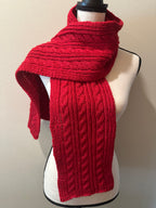 Cable Knit Wool Scarf, Hand Manipulated Cables, Cozy Winter Outdoor Wear, Great Gift for Cold Seasons