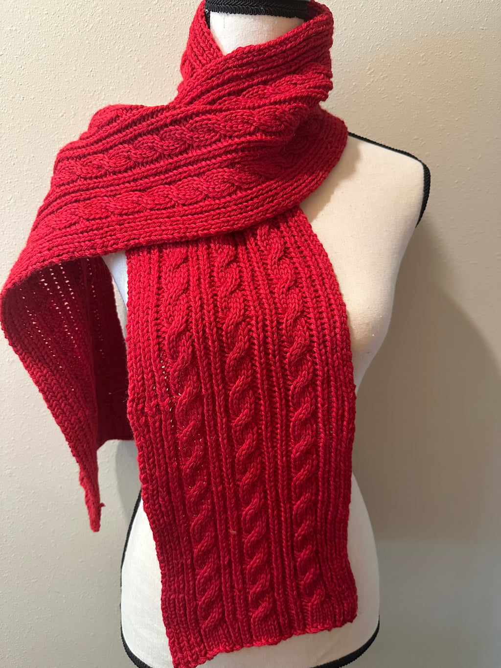 Cable Knit Wool Scarf, Hand Manipulated Cables, Cozy Winter Outdoor Wear, Great Gift for Cold Seasons