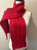 Cable Knit Wool Scarf, Hand Manipulated Cables, Cozy Winter Outdoor Wear, Great Gift for Cold Seasons