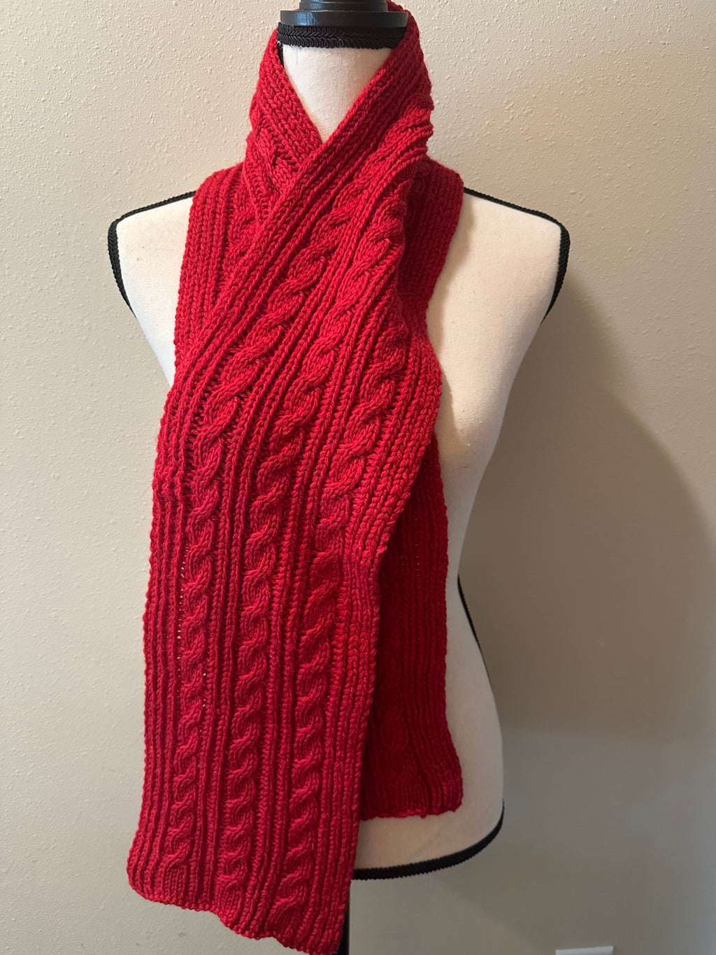 Cable Knit Wool Scarf, Hand Manipulated Cables, Cozy Winter Outdoor Wear, Great Gift for Cold Seasons