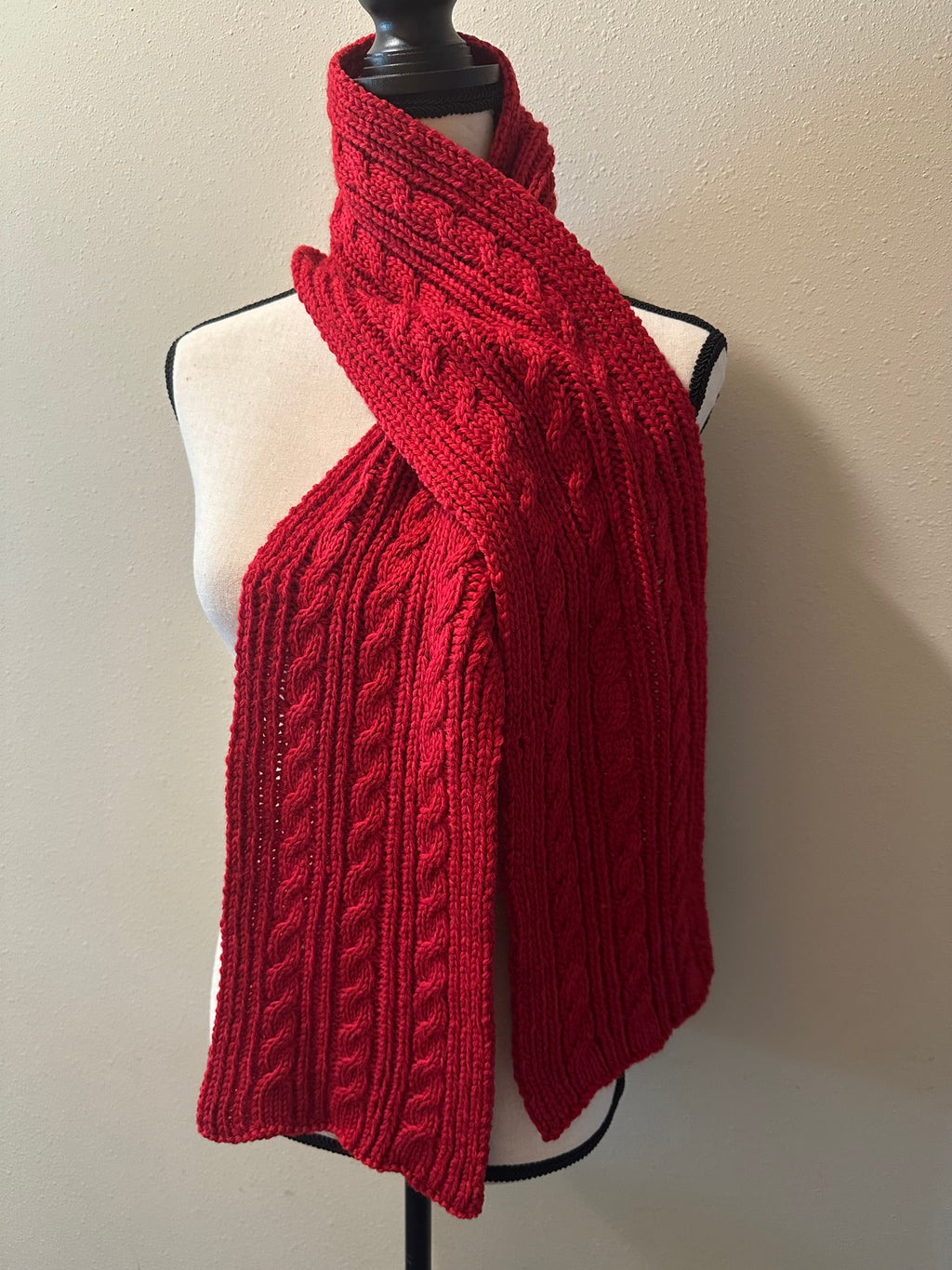 Cable Knit Wool Scarf, Hand Manipulated Cables, Cozy Winter Outdoor Wear, Great Gift for Cold Seasons