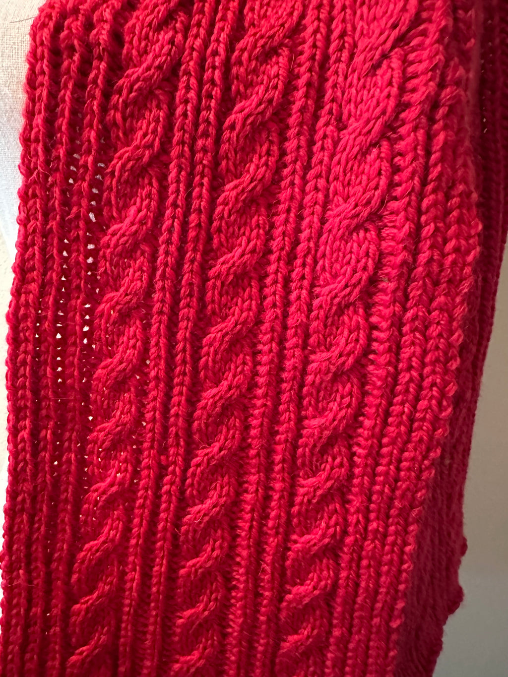 Cable Knit Wool Scarf, Hand Manipulated Cables, Cozy Winter Outdoor Wear, Great Gift for Cold Seasons