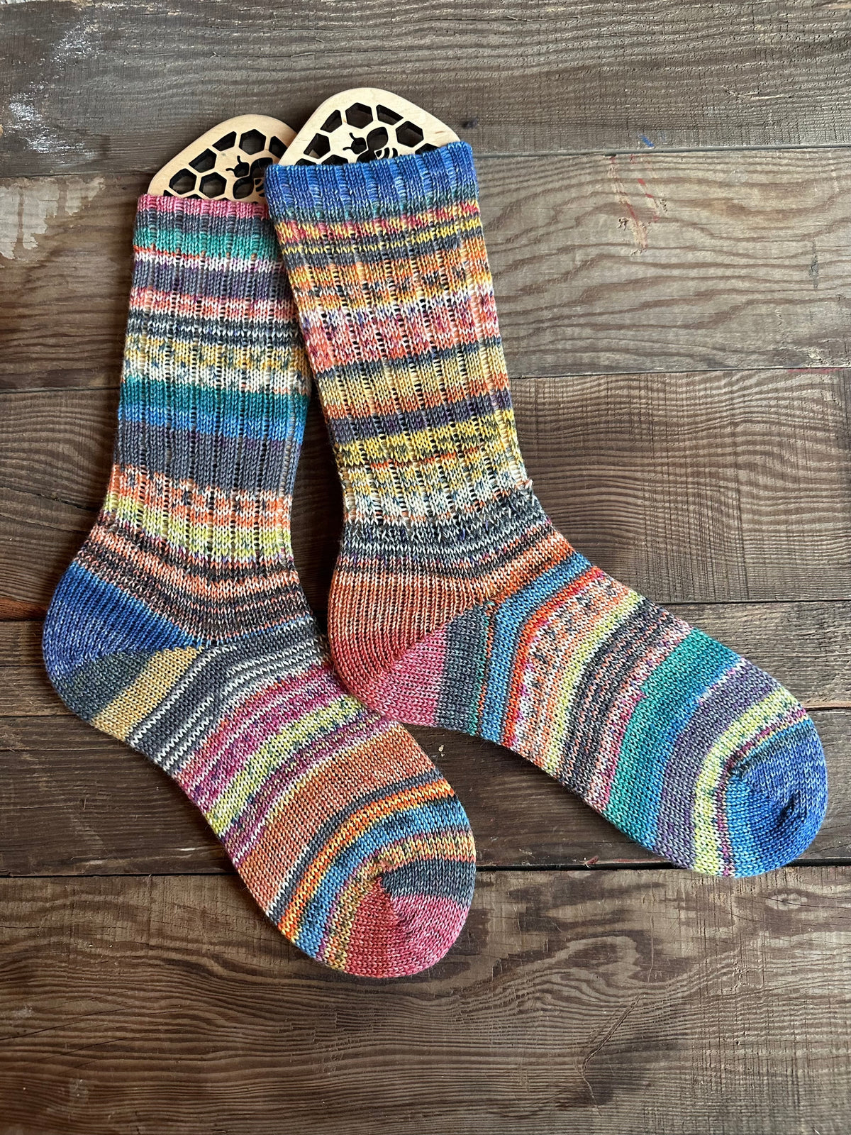 Scrappy Frankenstein Wool Socks, Whimsical Patterns, Ideal for Cold Days and Cozy Nights, Quirky Gift for Friends & Family