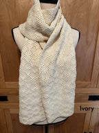 Wool & Alpaca Handknit Scarf, Classic Tuck Stitch Winter Wrap, Warm Gift for Cold Weather