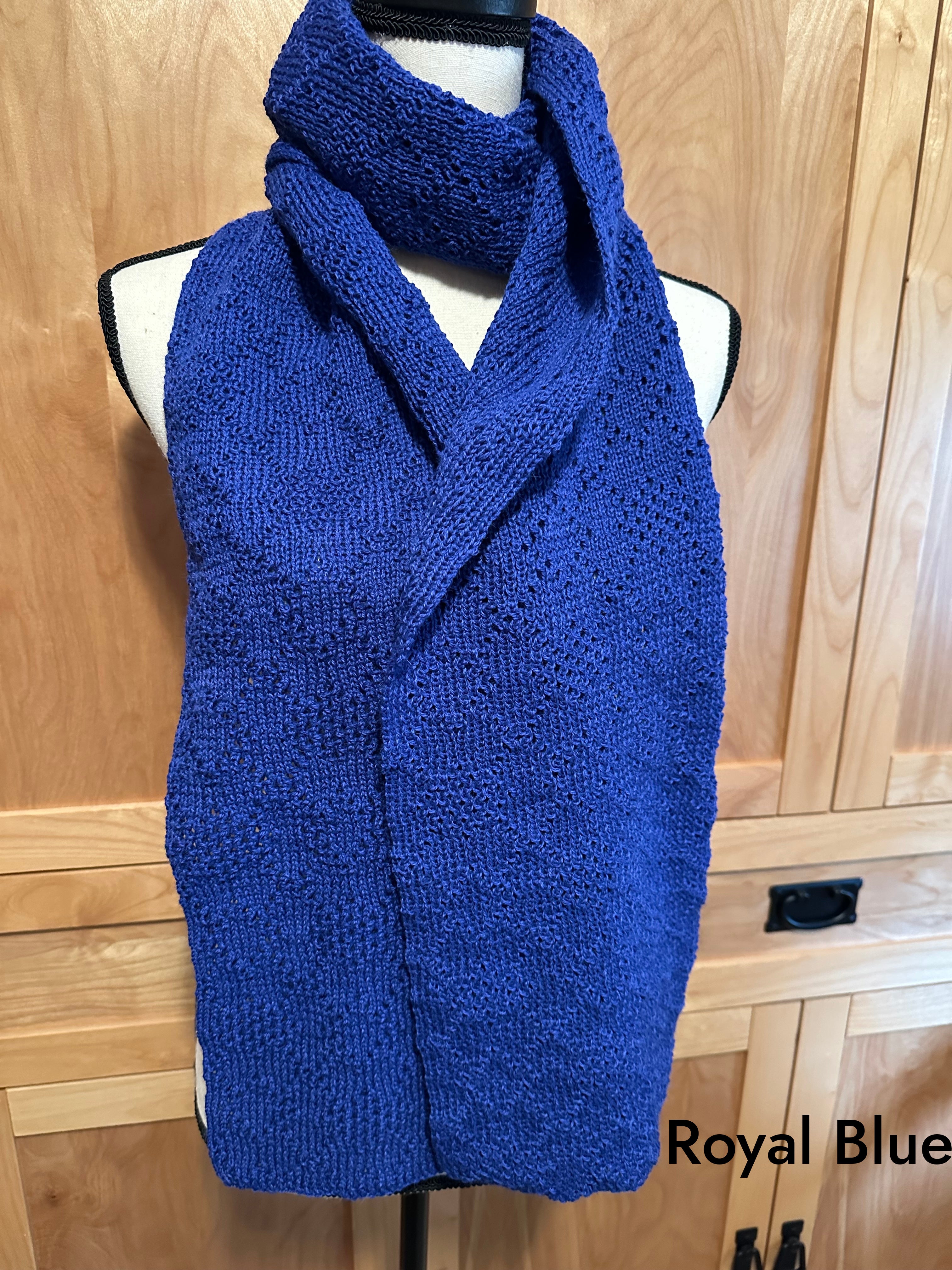 Wool & Alpaca Handknit Scarf, Classic Tuck Stitch Winter Wrap, Warm Gift for Cold Weather