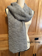 Wool & Alpaca Handknit Scarf, Classic Tuck Stitch Winter Wrap, Warm Gift for Cold Weather