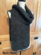 Wool & Alpaca Handknit Scarf, Classic Tuck Stitch Winter Wrap, Warm Gift for Cold Weather