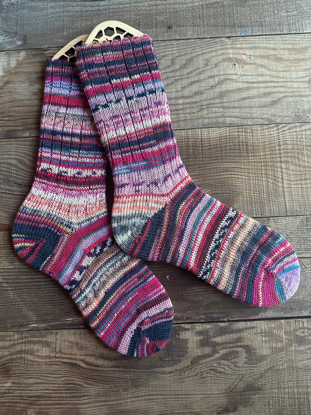 Whimsical Patterns Scrappy Frankenstein Wool Socks, Ideal for Cold Days and Cozy Nights, Quirky Gift for Friends & Family