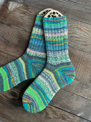 Whimsical Patterns Scrappy Frankenstein Wool Socks, Ideal for Cold Days and Cozy Nights, Quirky Gift for Friends & Family