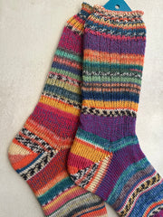 One of a Kind Scrappy Handmade Wool Socks, Cozy Knit Warmth for Winter, Perfect Gift for Family and Friends