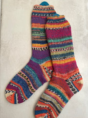 One of a Kind Scrappy Handmade Wool Socks, Cozy Knit Warmth for Winter, Perfect Gift for Family and Friends