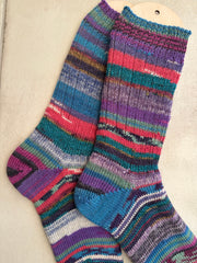 One of a Kind Scrappy Handmade Wool Socks, Cozy Knit Warmth for Winter, Perfect Gift for Family and Friends