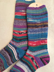 One of a Kind Scrappy Handmade Wool Socks, Cozy Knit Warmth for Winter, Perfect Gift for Family and Friends
