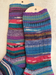 One of a Kind Scrappy Handmade Wool Socks, Cozy Knit Warmth for Winter, Perfect Gift for Family and Friends