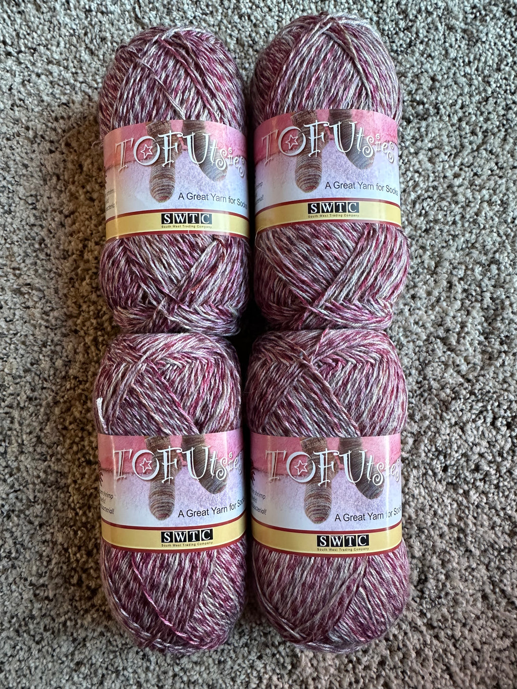 Tofusies Cotton/Wool Sock Yarn, 4 Skeins