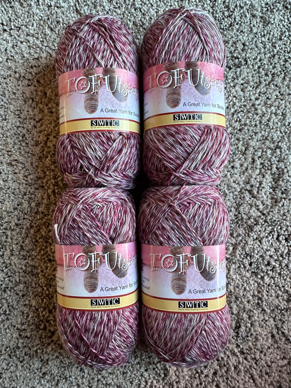 Tofusies Cotton/Wool Sock Yarn, 4 Skeins